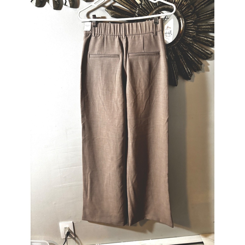 Abercrombie & Fitch Sloane Tailored Pleated Wide Leg Pants Taupe Brown Small NWT - Picture 7 of 11